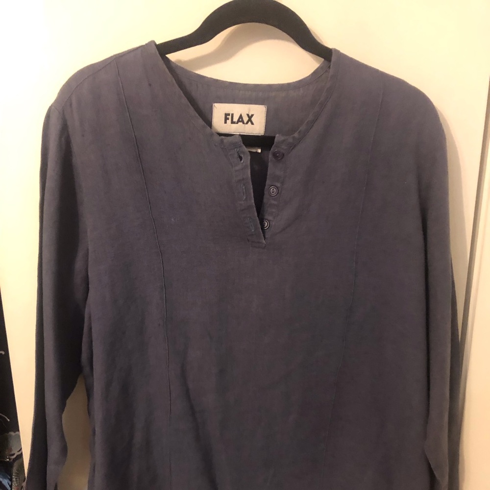 Flax brand 100% Linen tunic Small Blue